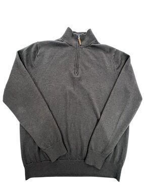 Nordstrom Men’s Shop 100% Extra Fine Merino Wool Quarter-Zip Sweater Charcoal L